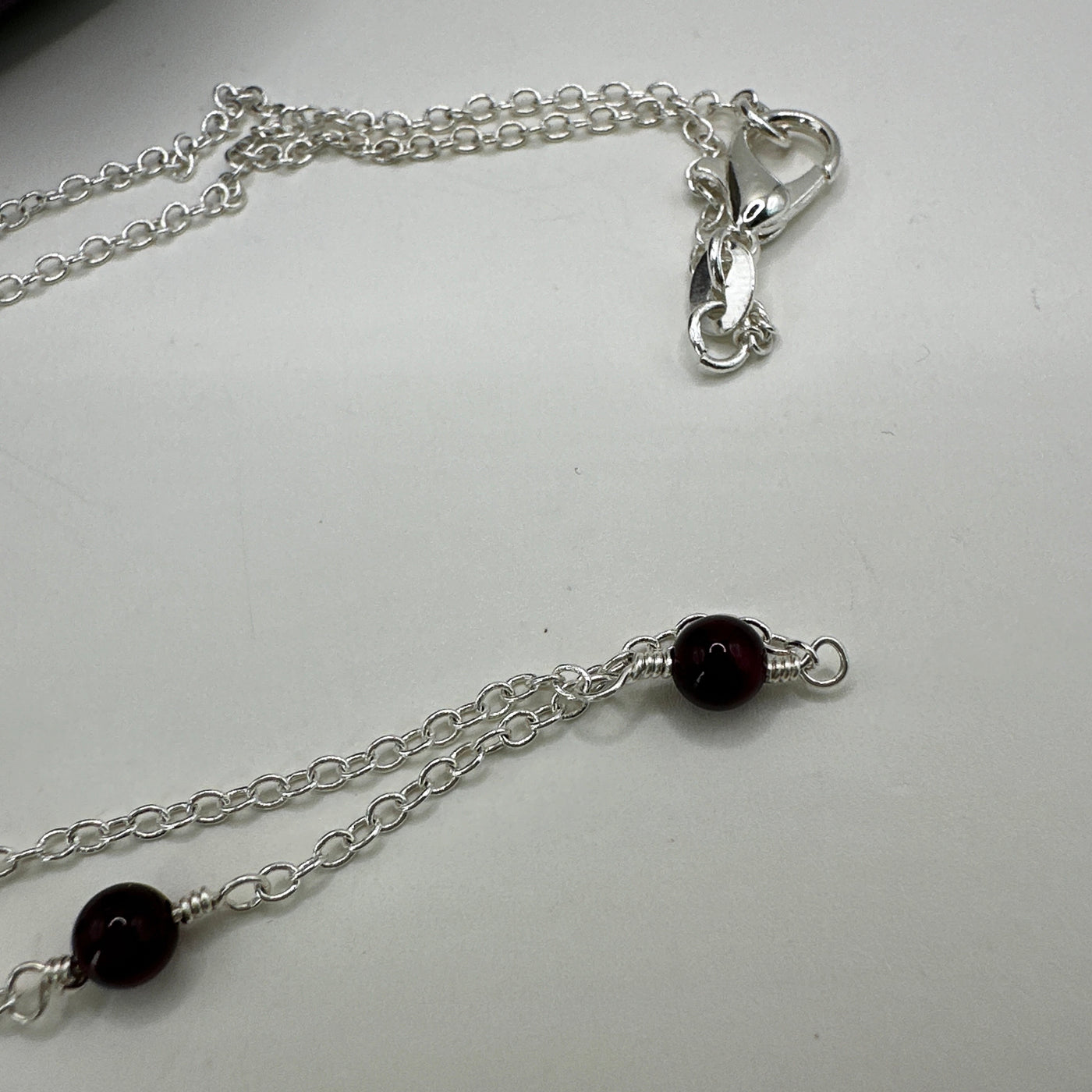 Fine silver and red agate necklace