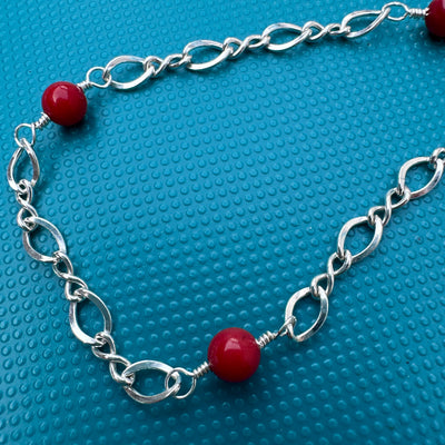 Sterling silver bracelet with small corals