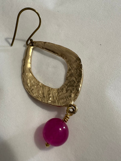 Purple giade earrings with Zama and brass