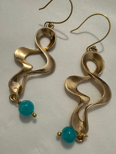 Turquoise giade earrings with Zama and brass 