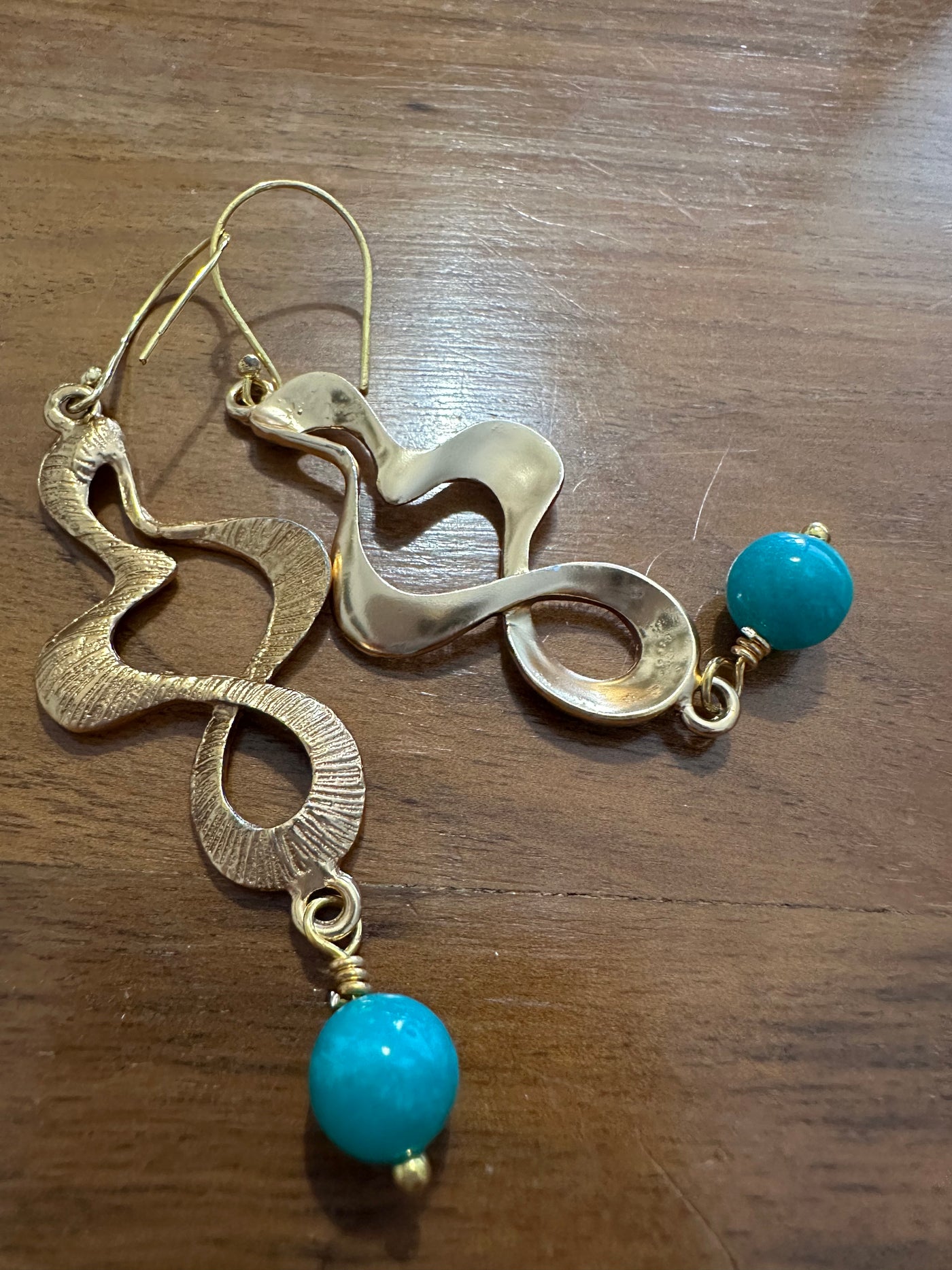 Turquoise giade earrings with Zama and brass 