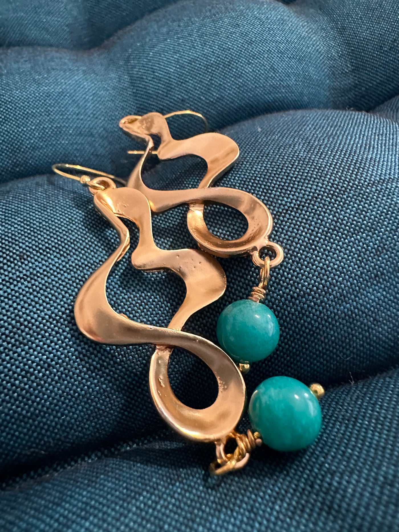 Turquoise giade earrings with Zama and brass 