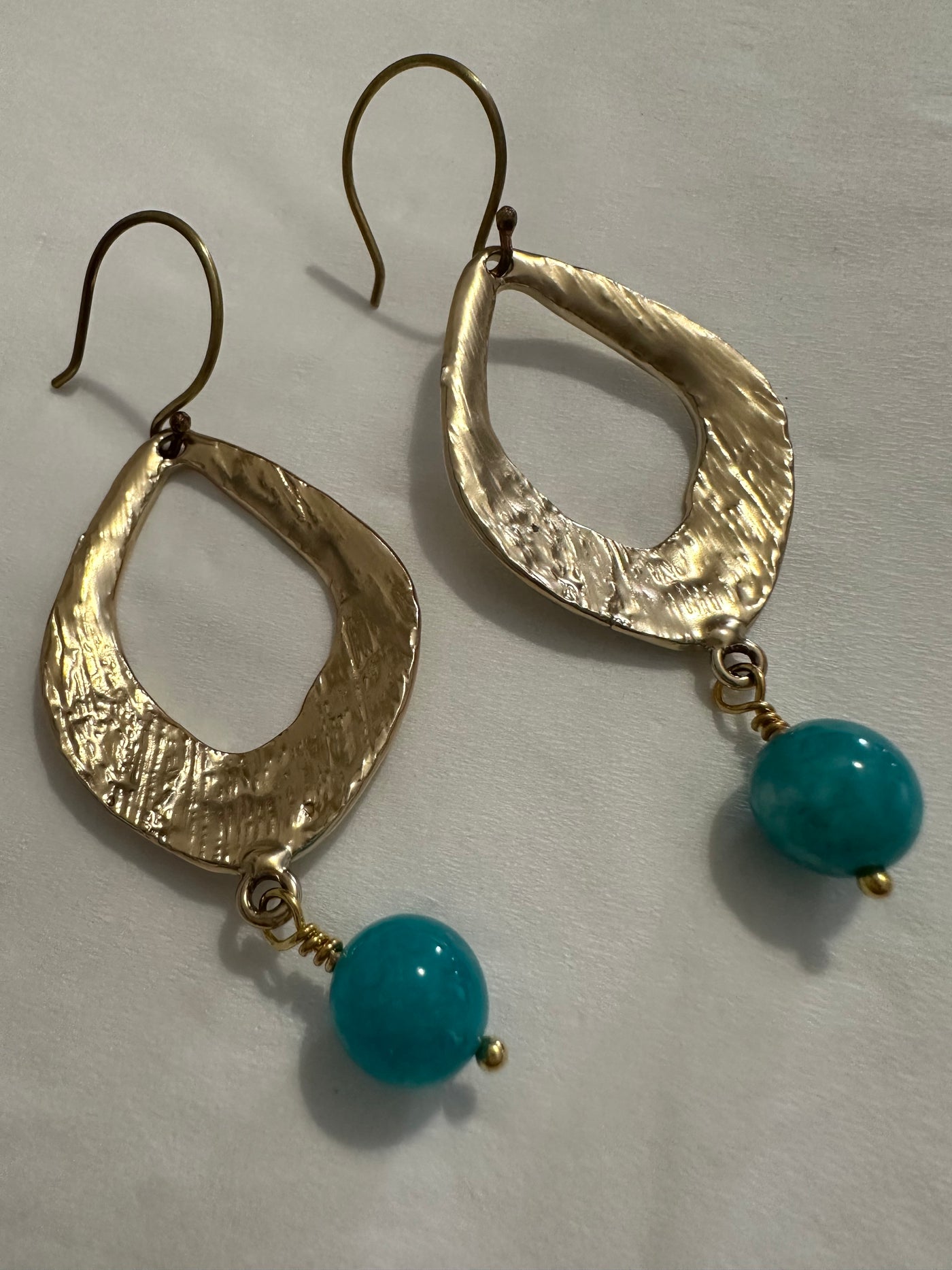 Turquoise giade earrings with Zama and brass