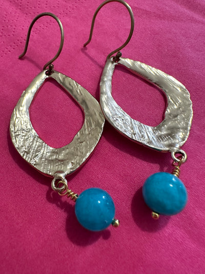 Turquoise giade earrings with Zama and brass