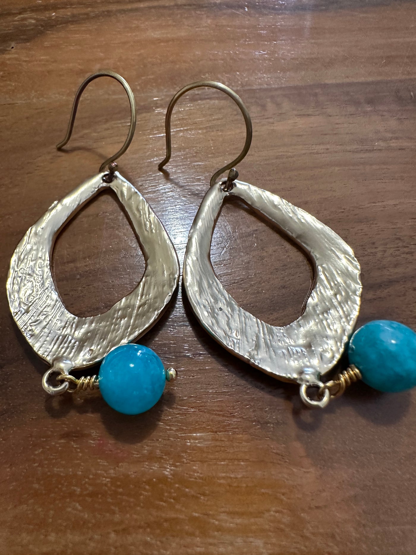 Turquoise giade earrings with Zama and brass