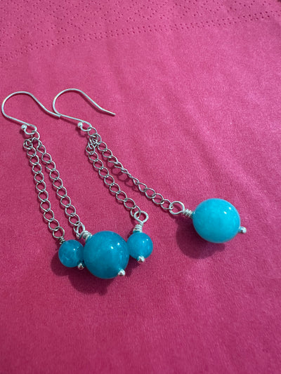 Silver 925, turquoise and giada beads earrings 