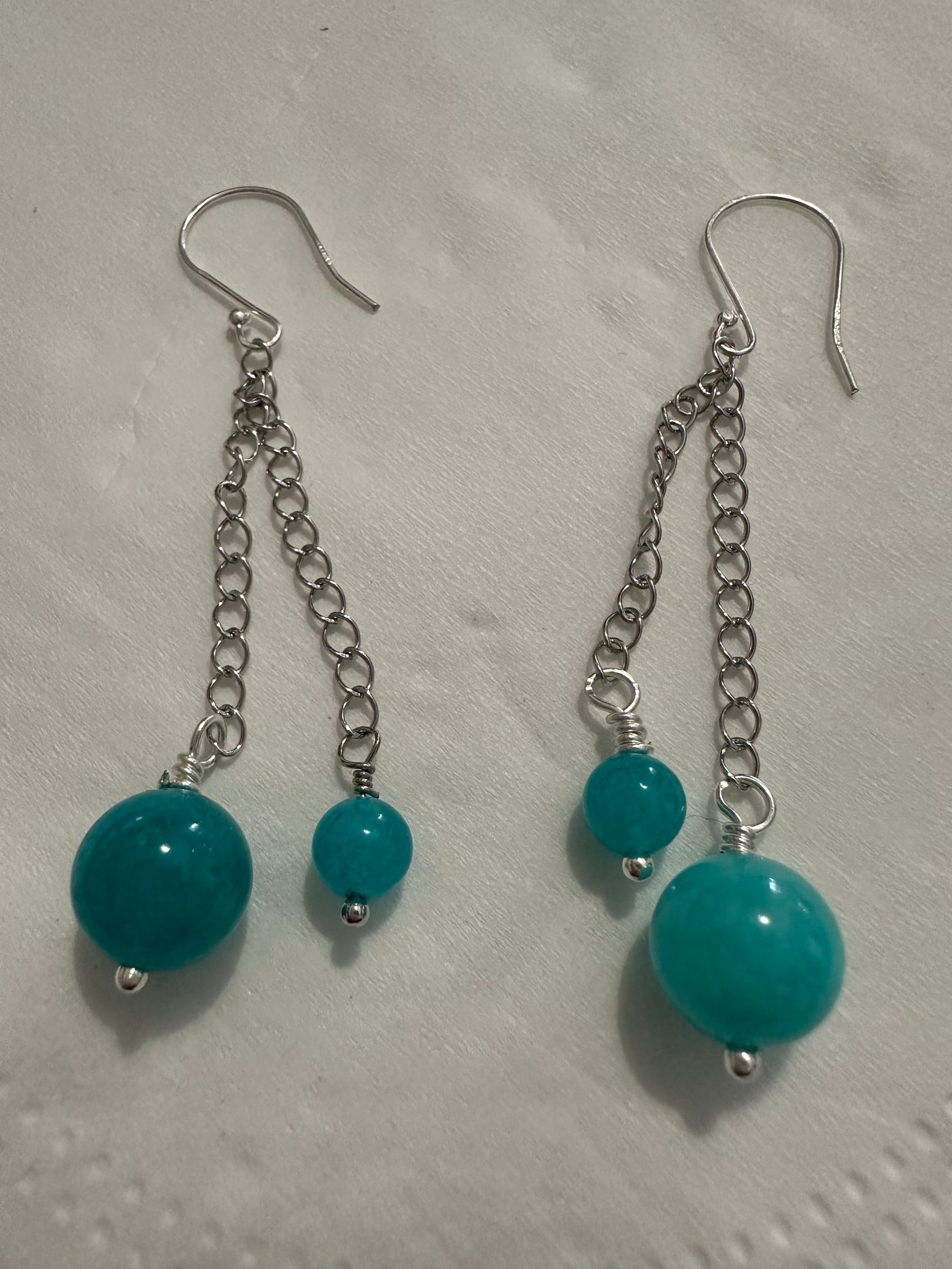 Silver 925, turquoise and giada beads earrings