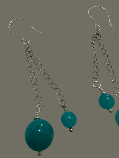 Silver 925, turquoise and giada beads earrings 