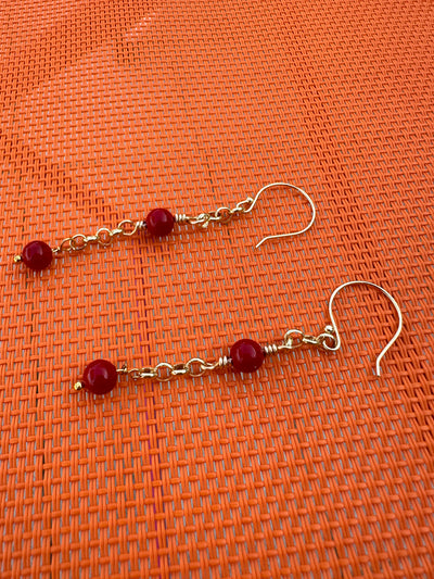 Mallorca coral red Sardinia pearls with brass chain