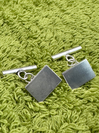 Silver rectangular cufflinks