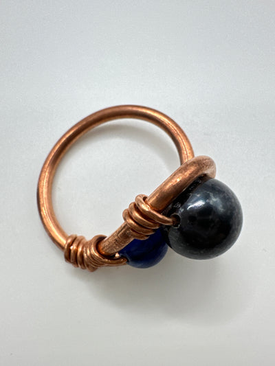 Copper ring with amethysts