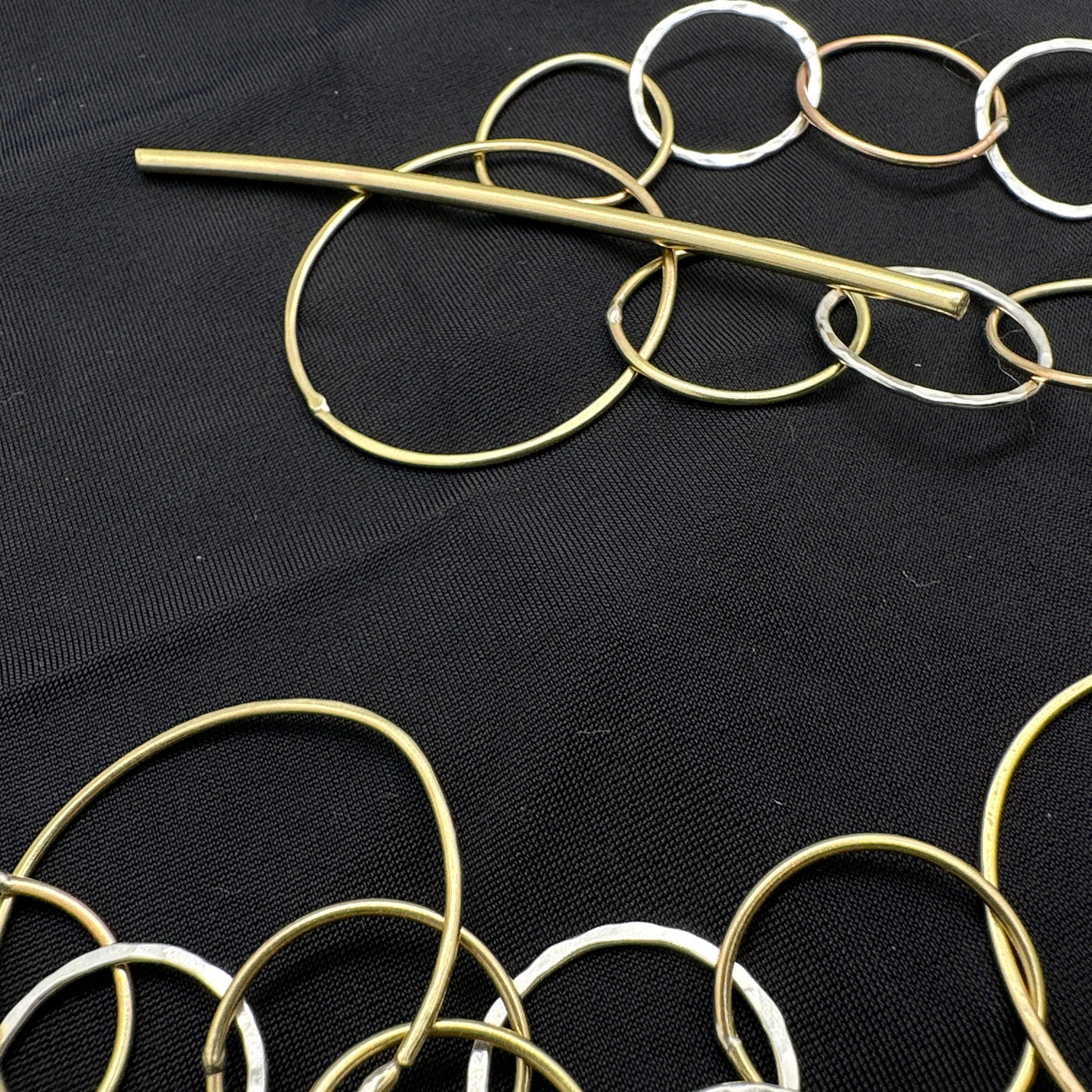 Silver and brass handmade circle chains with linear close