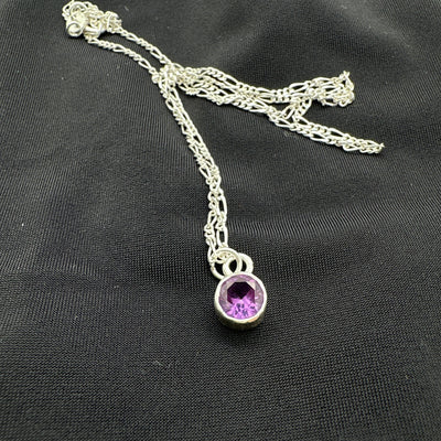 Rhodolite garnet pendant on silver chain