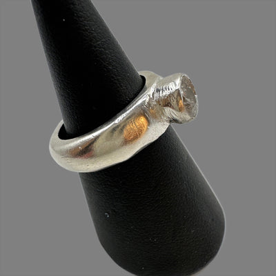 Silver ring with 6 mm white cubic zirconia