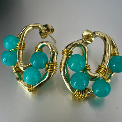 Bronze and turquoise giada earrings