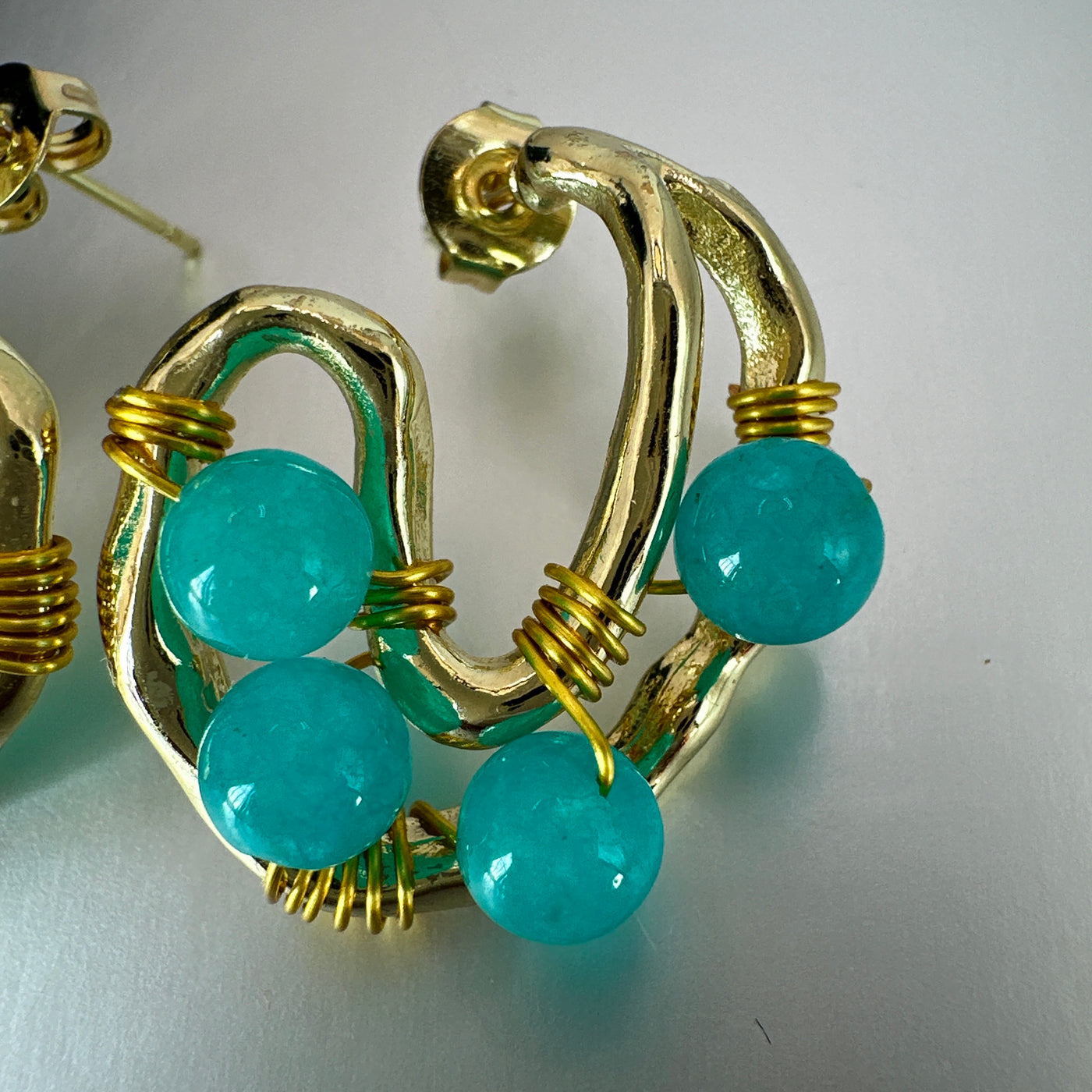 Bronze and turquoise giada earrings