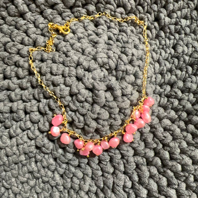 Brass chain with central pink freshwater pearls