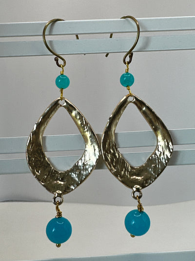 Light turquoise giada earrings with Zama and brass 