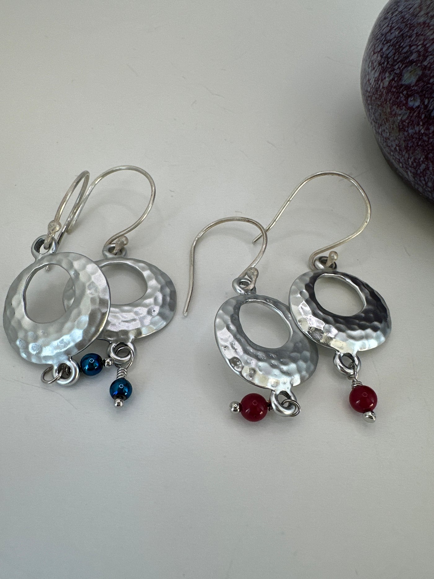 Small zama creole with coral bamboo earrings