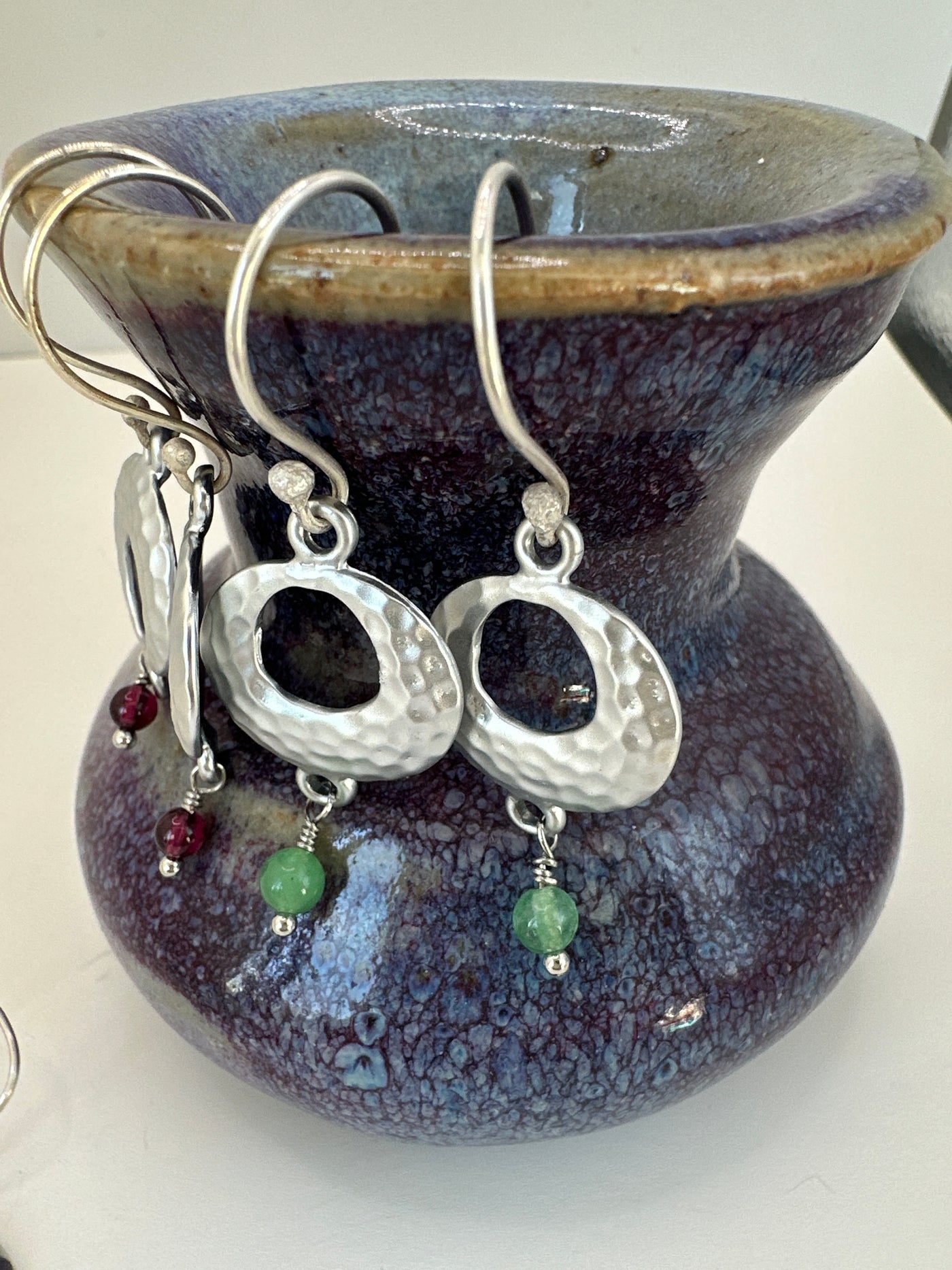 Small zama creole with green giada earrings