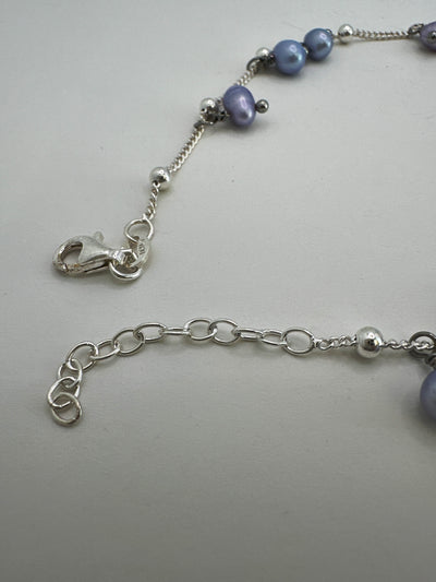 Freshwater pearls lavender on silver 925 anklet