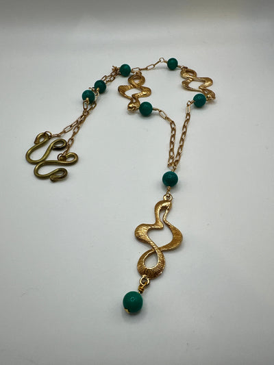 Turquoise giade necklace with Zama and brass