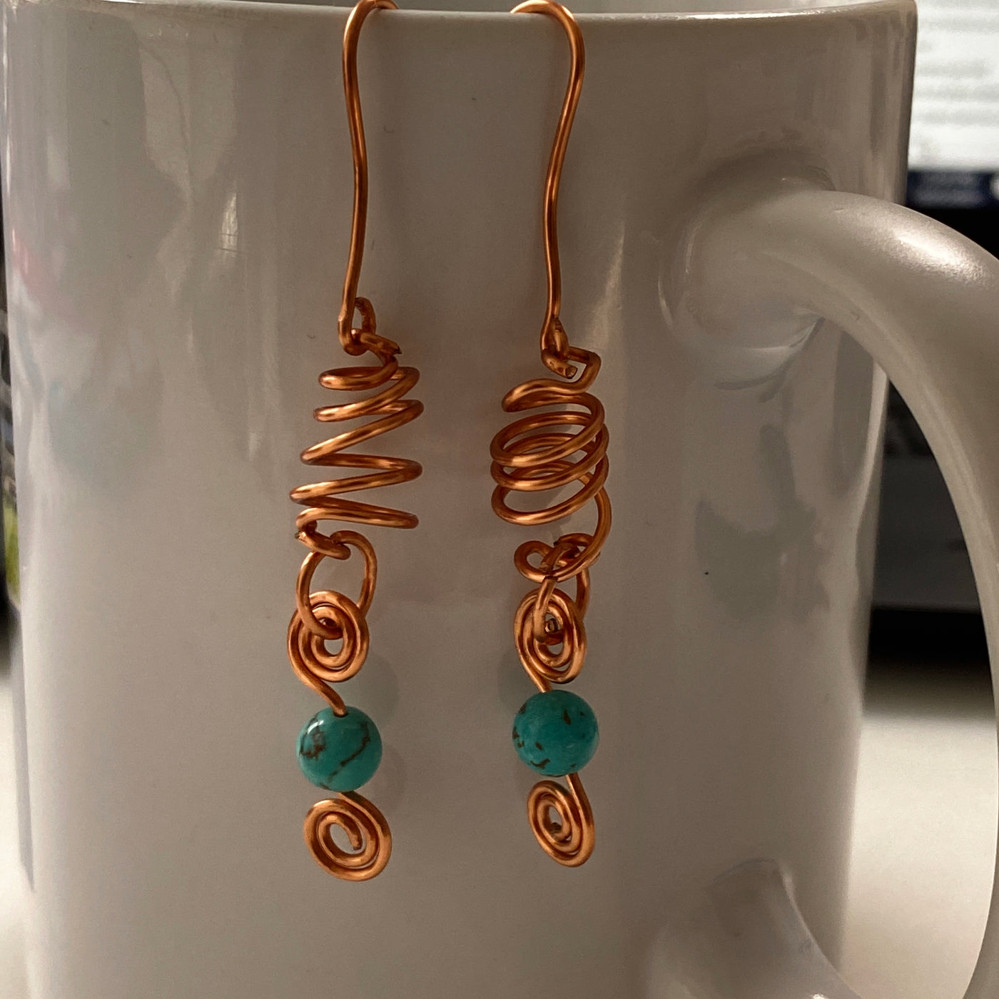 Turquoise and wire earrings