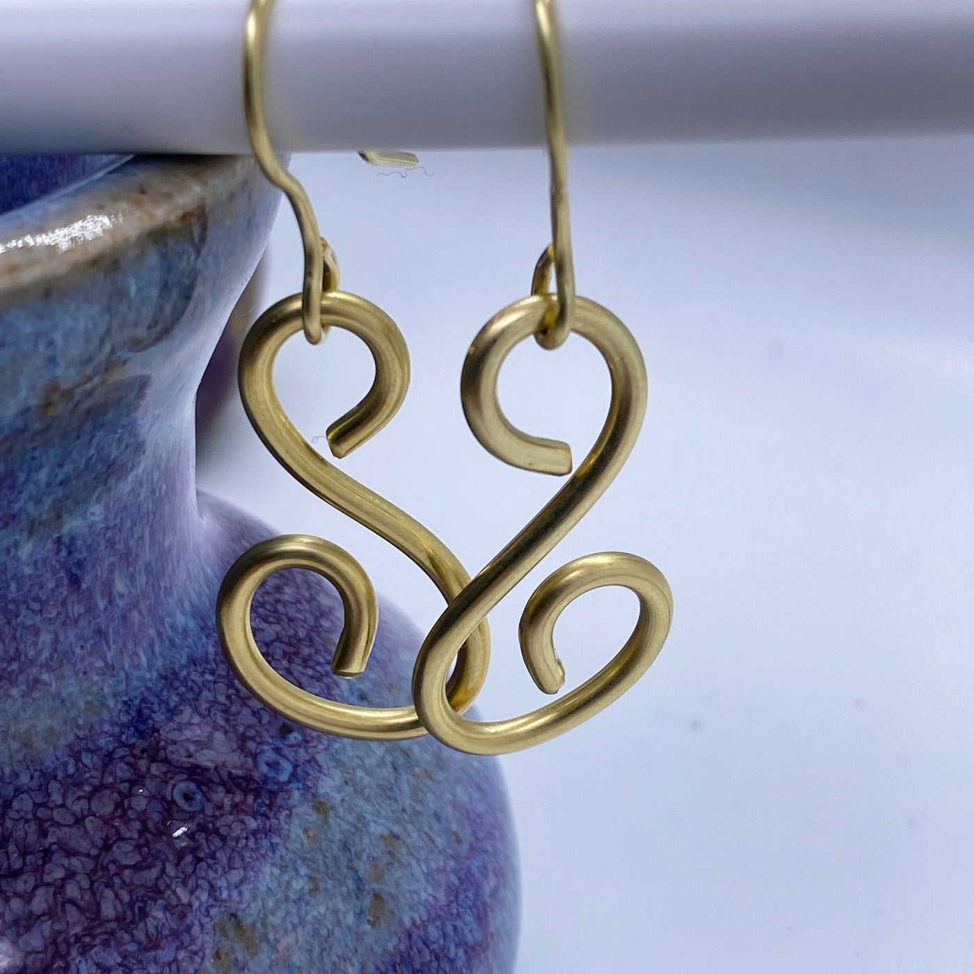 Brass abstract earrings small