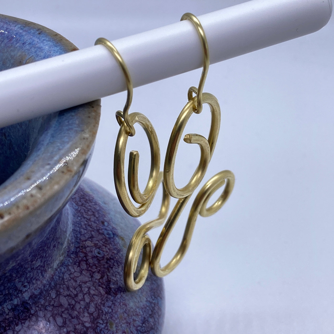 Brass abstract earrings medium