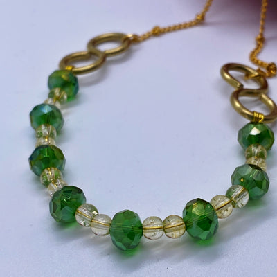 Citrine and crystal green rondelles necklace