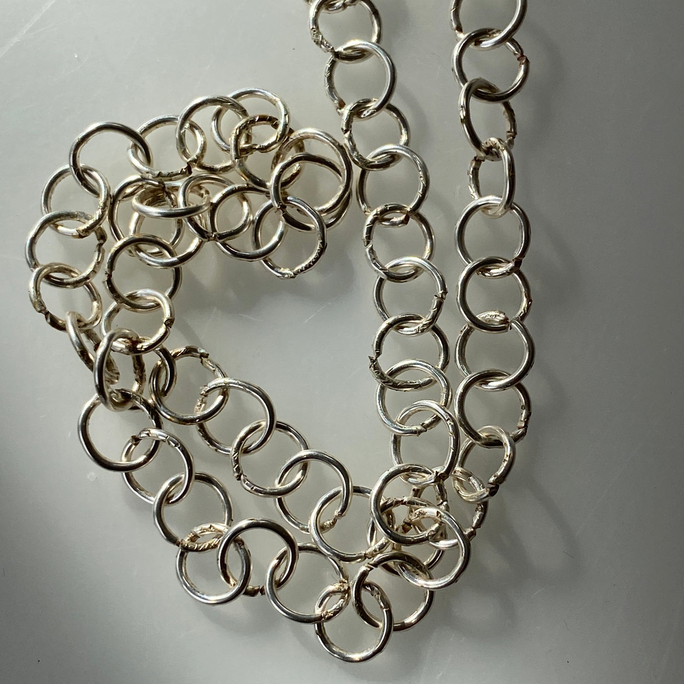 Handmade silver chain necklace. Lines collection.