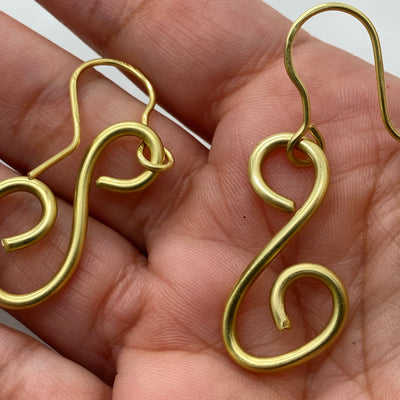 Brass abstract earrings small