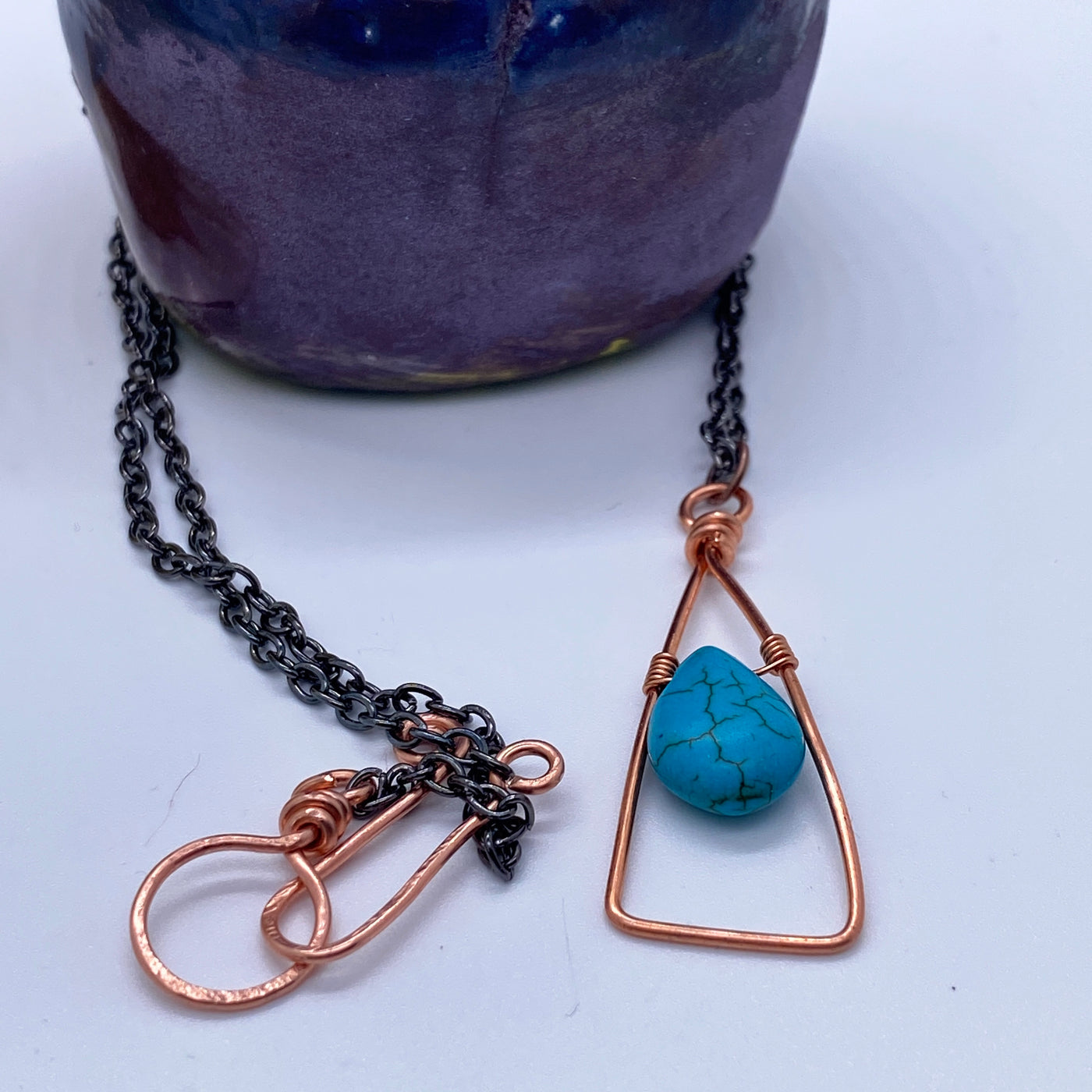 Triangle wire and turquoise briolette