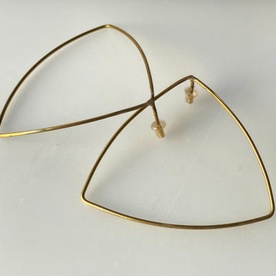 Copper triangular earrings. Lines collection