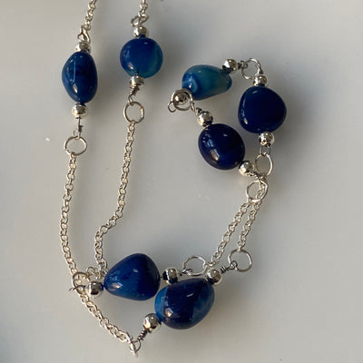 Necklace: Blue sapphire and silver chain