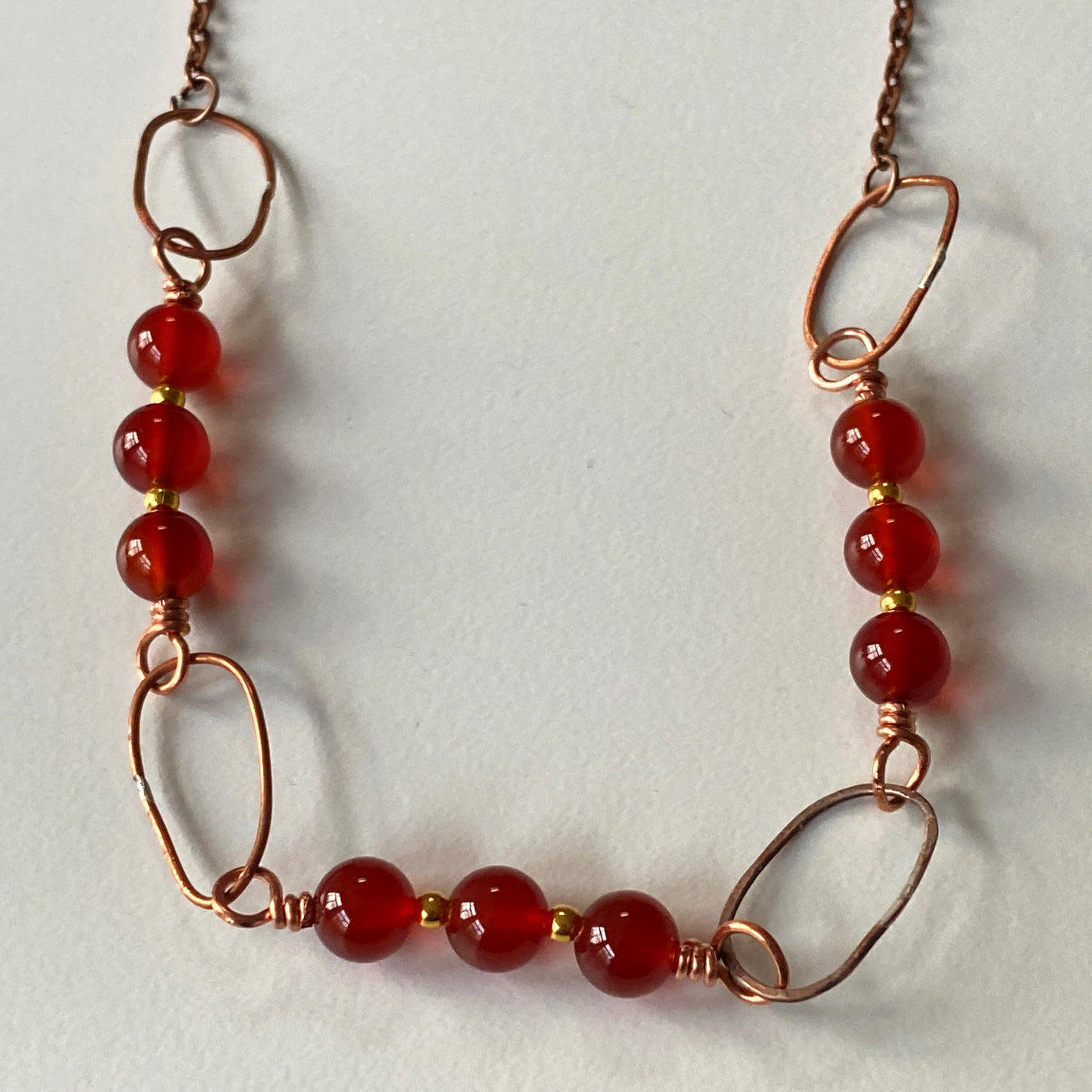 Necklace Carnelian and wire on chain. Lines collection.