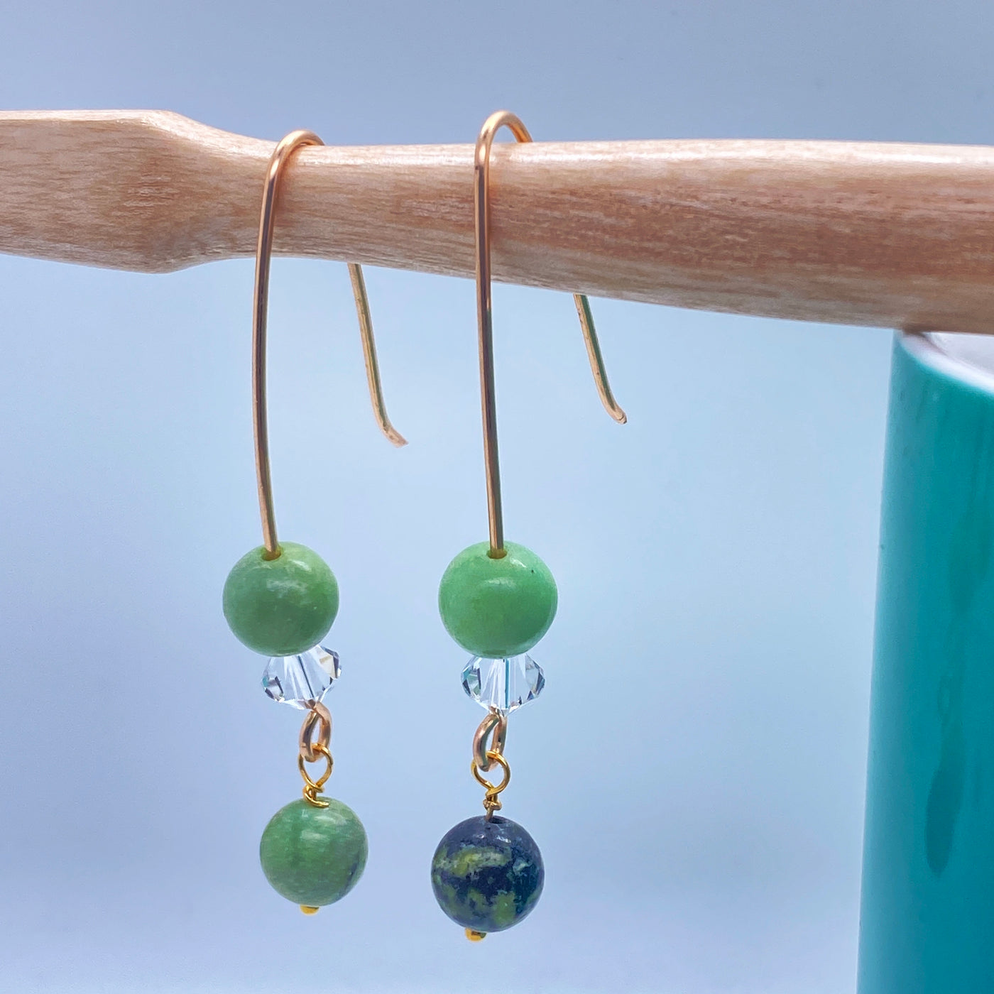 Green turquoise and Swarovski earrings