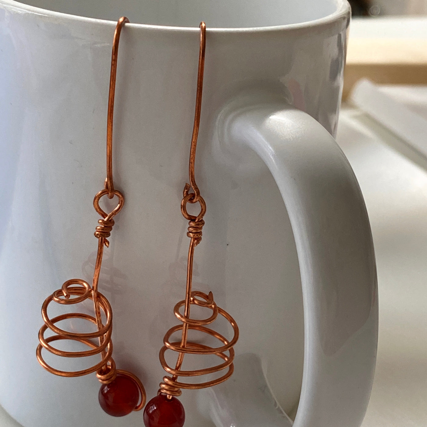 Carnelian and wire earrings