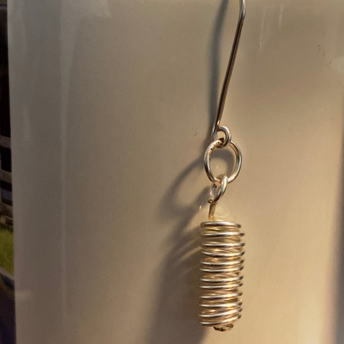 Mono earring. Silver wire. Lines