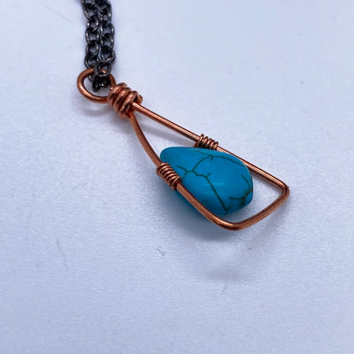 Wire triangle and turquoise briolette