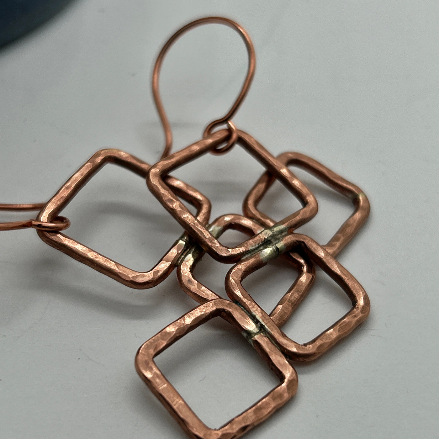 Copper squares earrings (4.5 cm long)