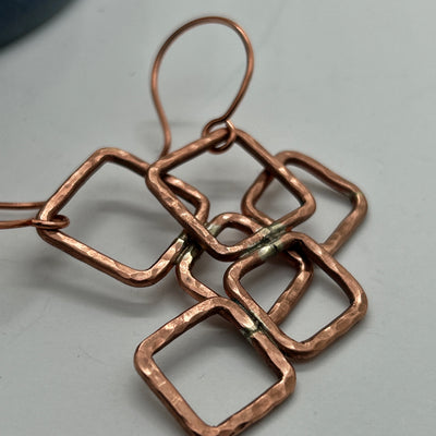 Copper squares earrings (4.5 cm long)