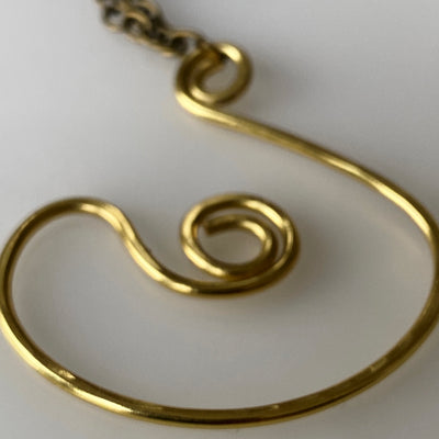 Medium simple brass pendant. Light hammered texture