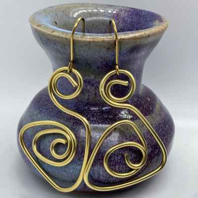 Brass abstract earrings. 