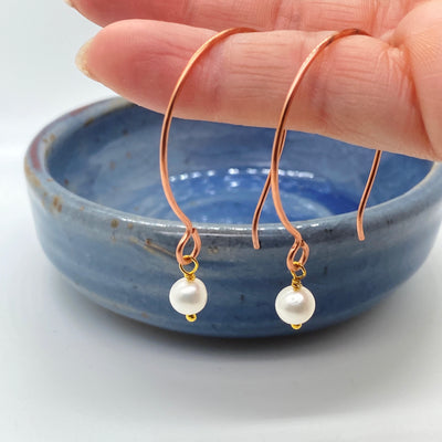 Large circles lavander pearls earrings