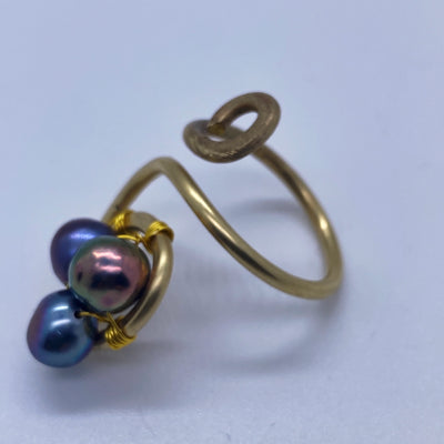 Freshwater pearls and brass ring