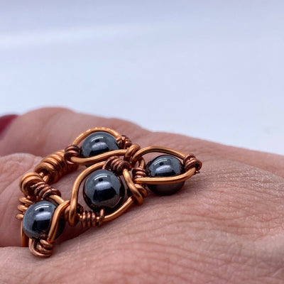 Copper and onyx  ring size P