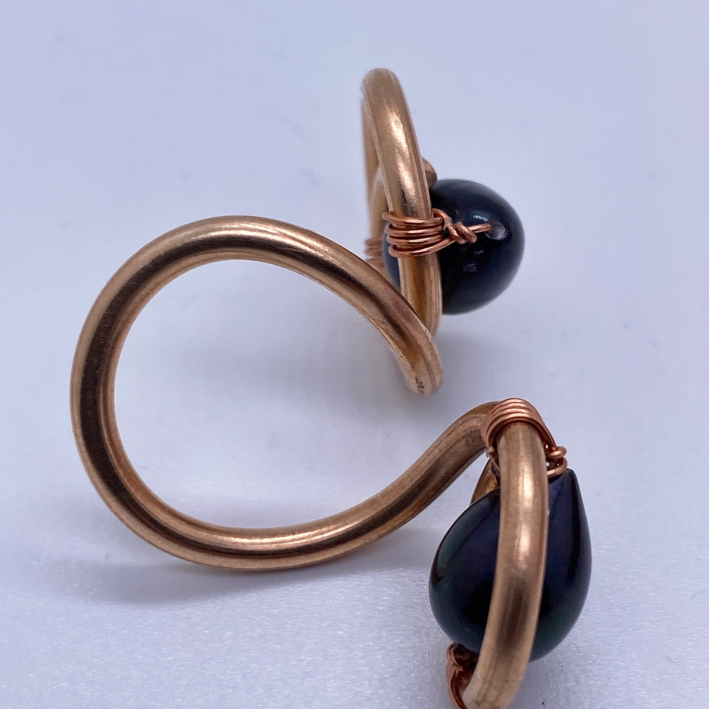 Freshwater dark pearls ring adjustable size 