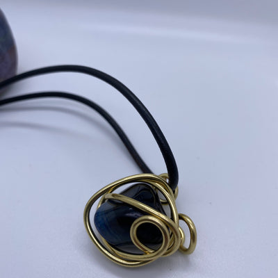 Brass a stone pendant