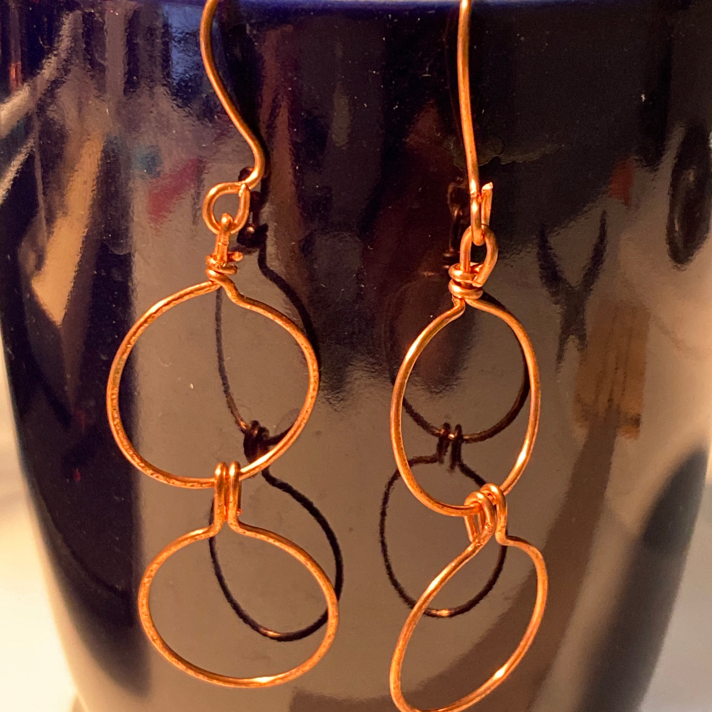 Earrings. Only copper wire. Lines collection.